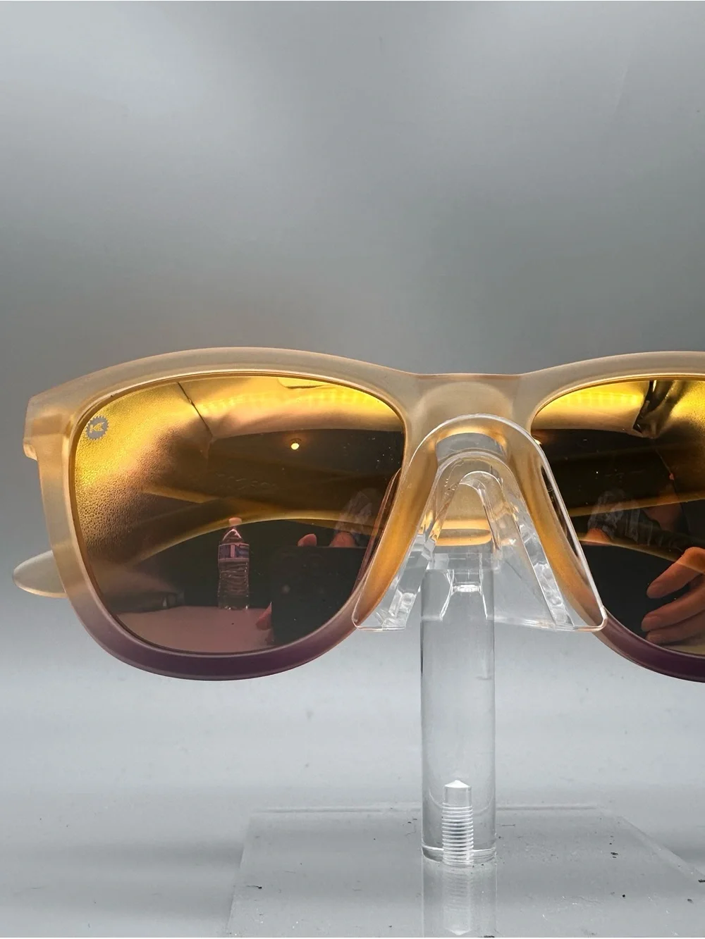 Knockaround Premiums Sunglasses Frosted Peach Purple Gradient Rose Gold Mirror